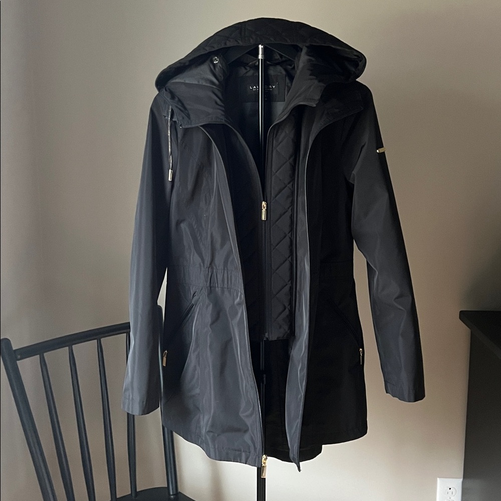 Laundry by Shelli Segal 2-in-1 Hooded Parka Jacket - Black - Women’s Size Small